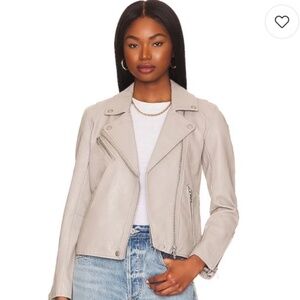Blank NYC Beige Faux Leather Moto Jacket (M)